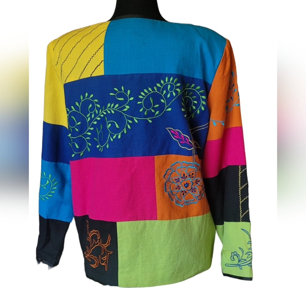 Indigo Moon Embroidered Patchwork Coat - image 5